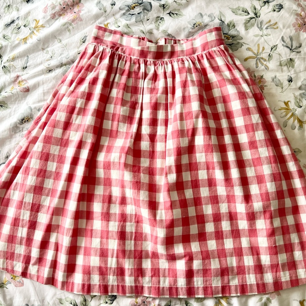 ModCloth gingham pink/coral and white full skirt